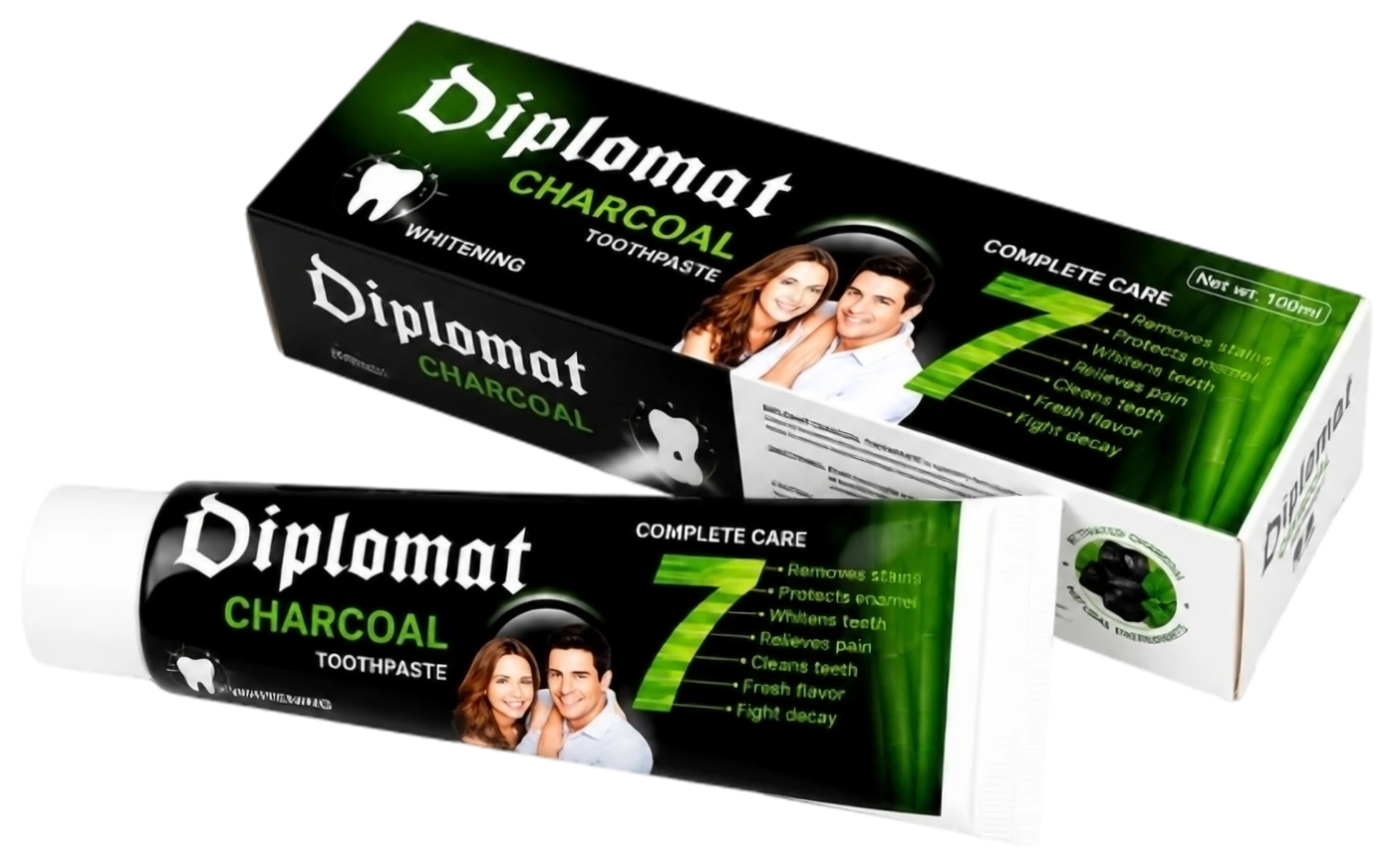 Diplomat Charcoal toothpaste tube and box